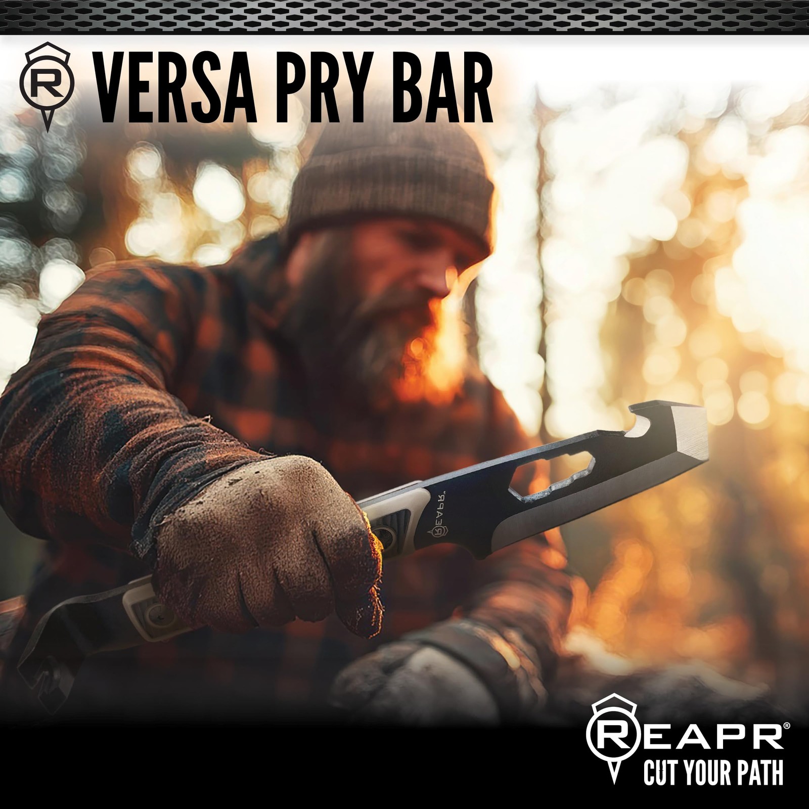 Pry Bar Multi Tool With Sheath Compact Utility Tactical Edc Camping Tan
