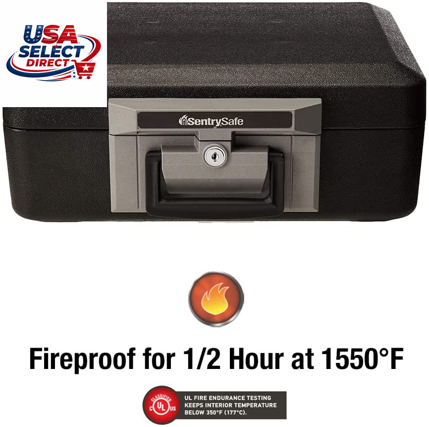 Fireproof Safe Box with Key Lock, 0.25 Cubic Feet, Portable Security