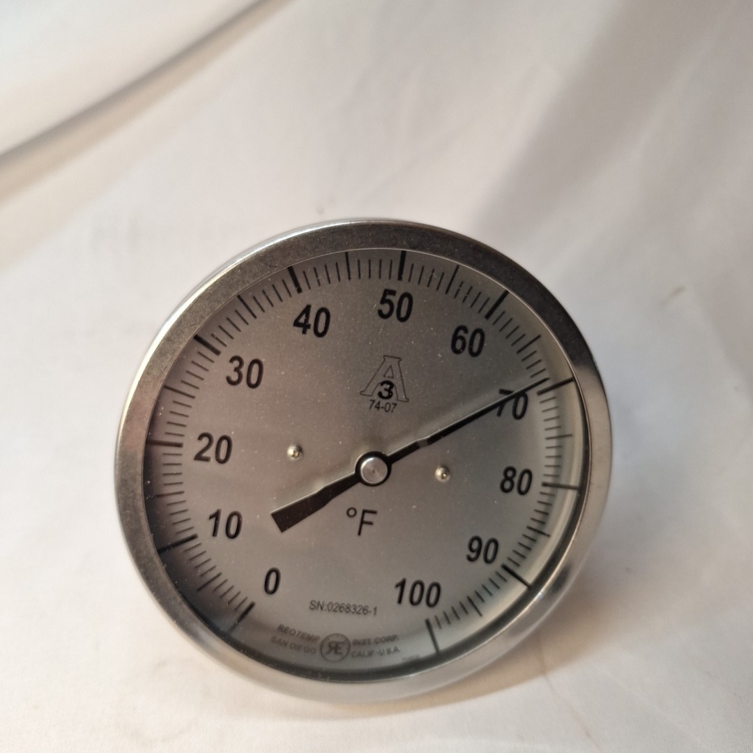 REOTEMP BB040CF35 Bimetal Thermom, 5 In Dial, 0 to 100F