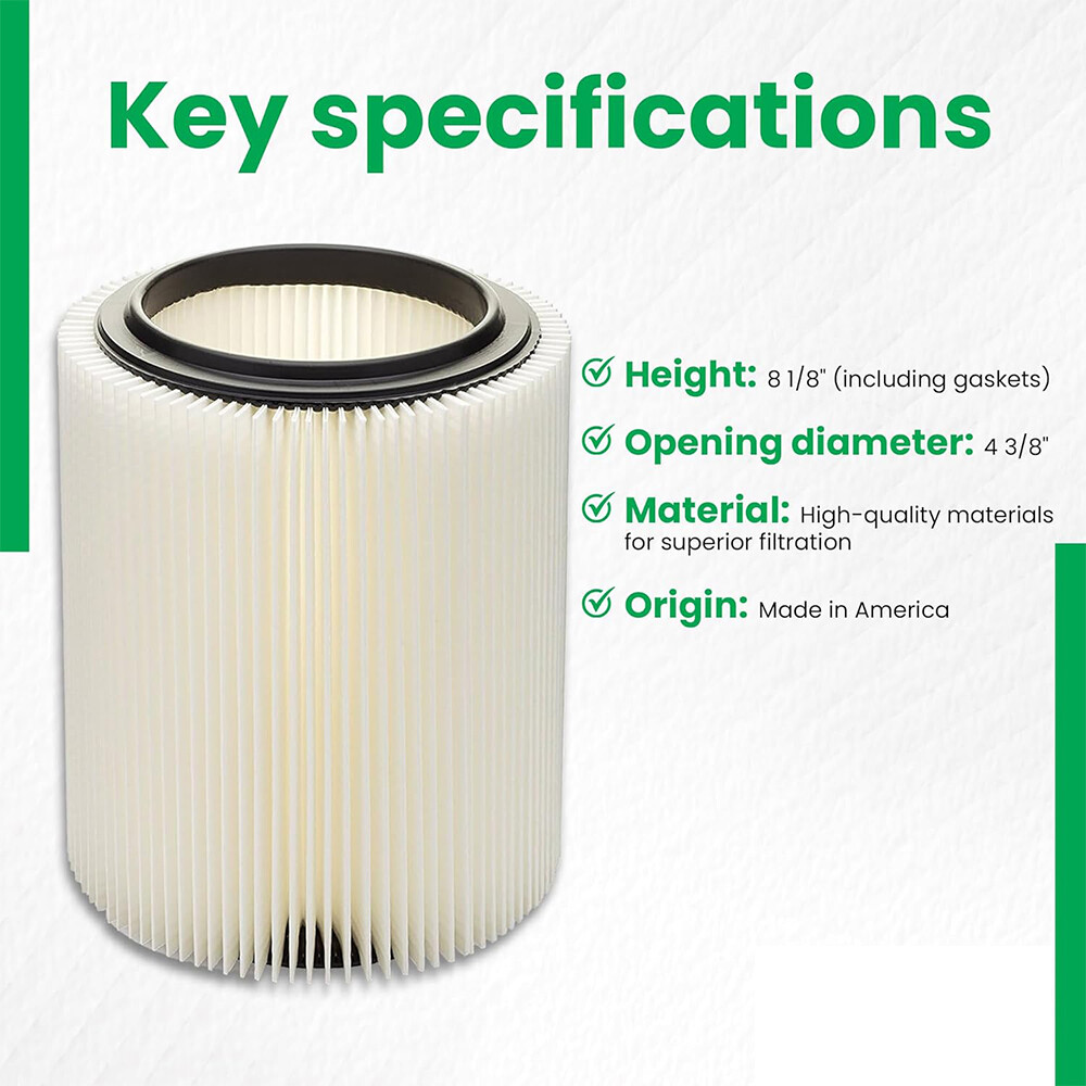 Replacement Shop Vac Filter for Sears Craftsman 5+ 6 8 12 16 gallon Wet Dry Vac