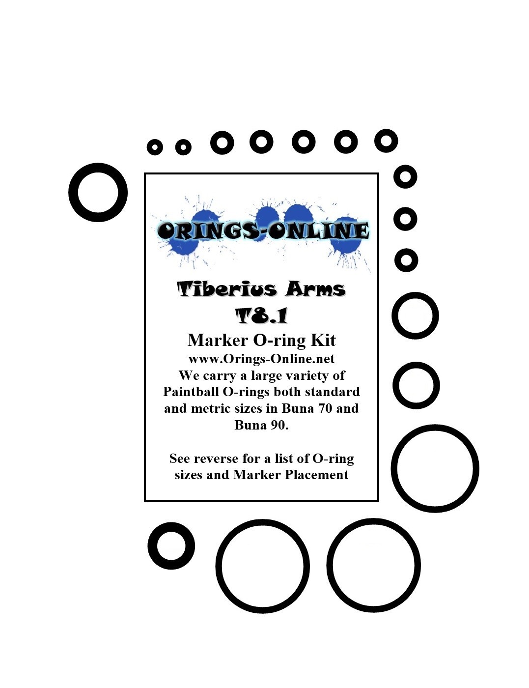 Tiberius Arms T8.1 Paintball Marker O-ring Oring Kit x 4 rebuilds