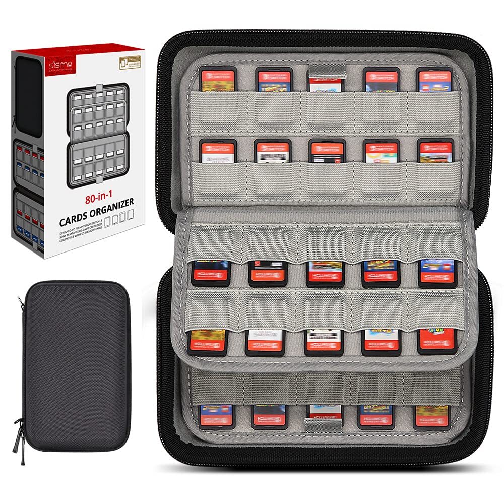 Black Large Capacity Nintendo Switch Game Cartridge Case For 80 Games