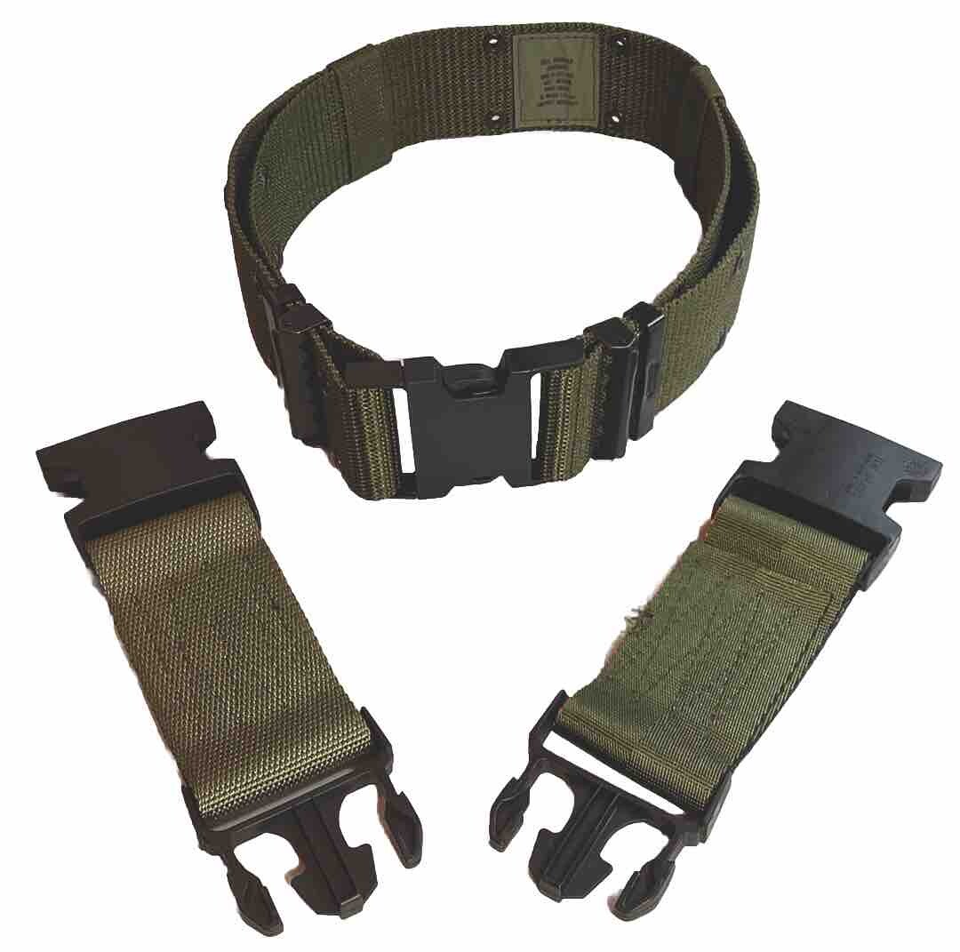 U.S. MILITARY GREEN CANVAS INDIVIDUAL EQUIPMENT BELT FITS 30 INCH TO XL WAIST