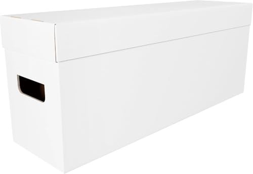 Stackable Comic Book Storage Boxes 5 Count White Corrugated with Lid for Comics