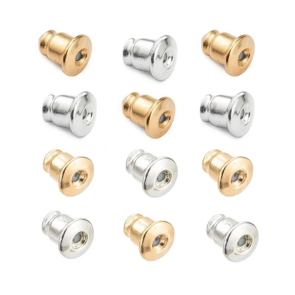 50PCS Waterproof No Tarnish Stainless Steel Earrings Bullet Clutch Backs SSF01