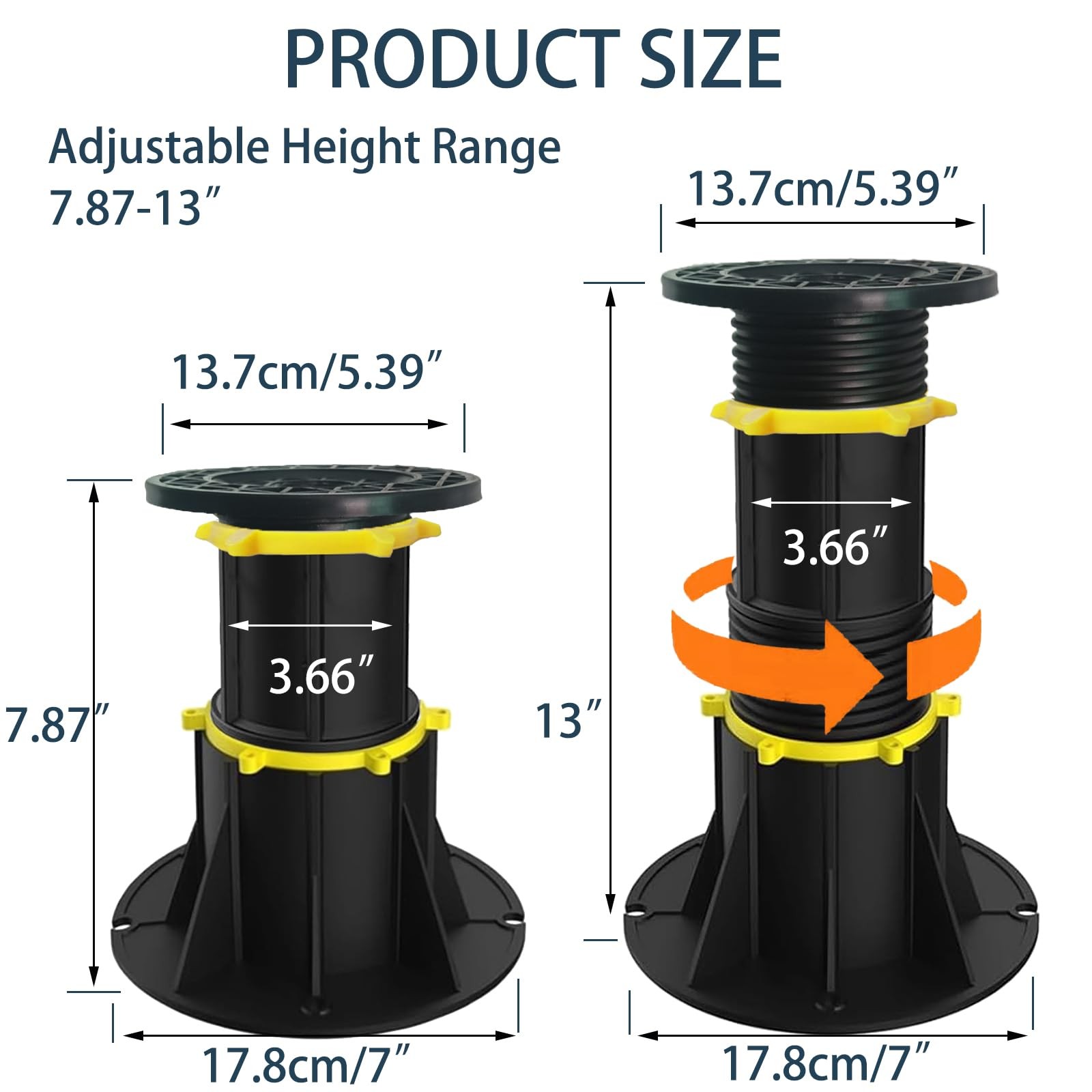Adjustable Bed Support Legs 2PCS (7.87"-13"), Heavy Duty Bed Frame Support wi...
