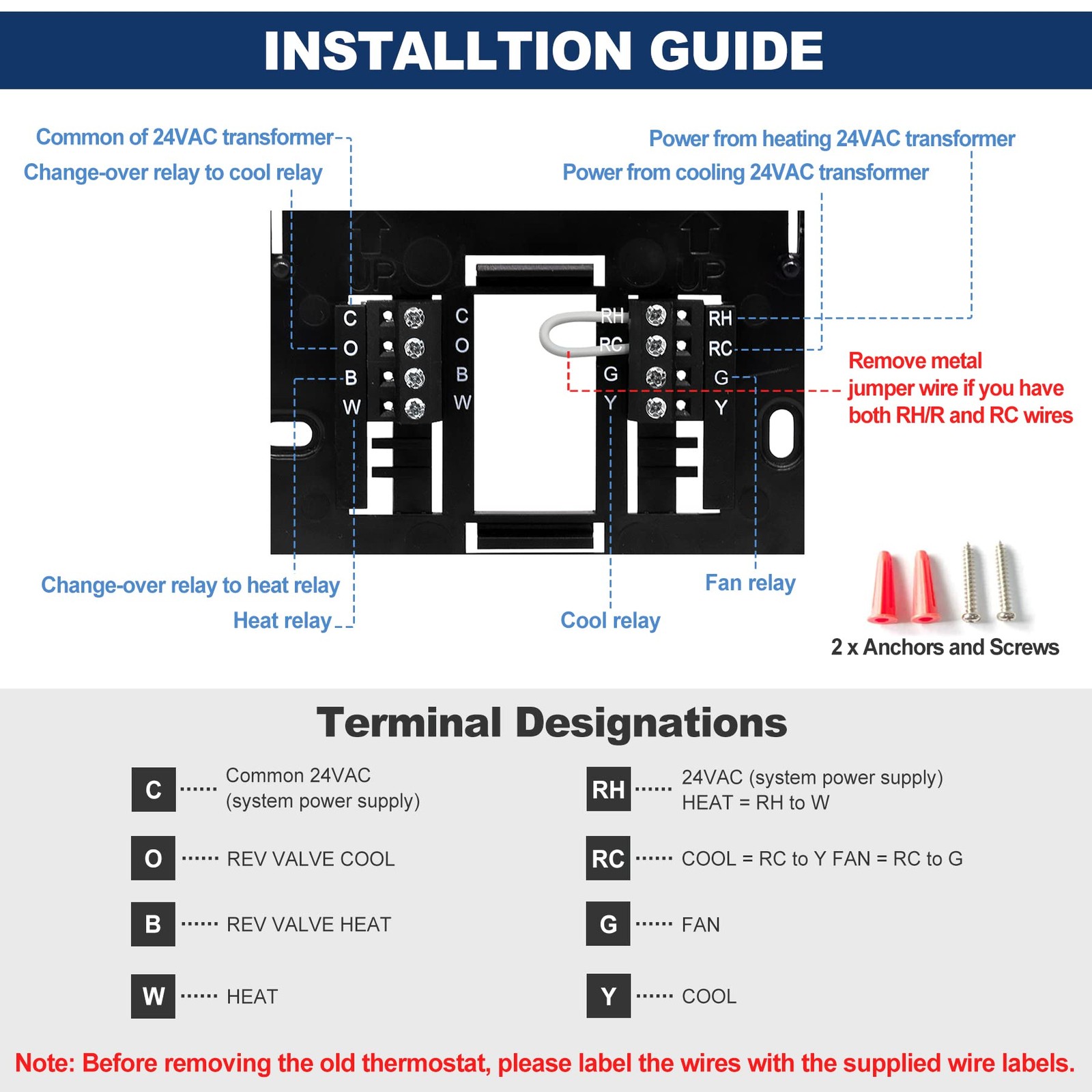 ELECTECK Digital Non-Programmable Thermostat, 1 Heat/1 Cool, Black