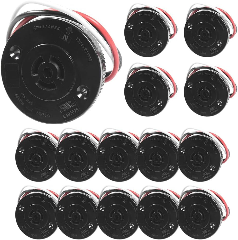 15-Pack HQRP Photocell Sensor 3 pins Receptacle Light Switch Socket Dusk to Dawn