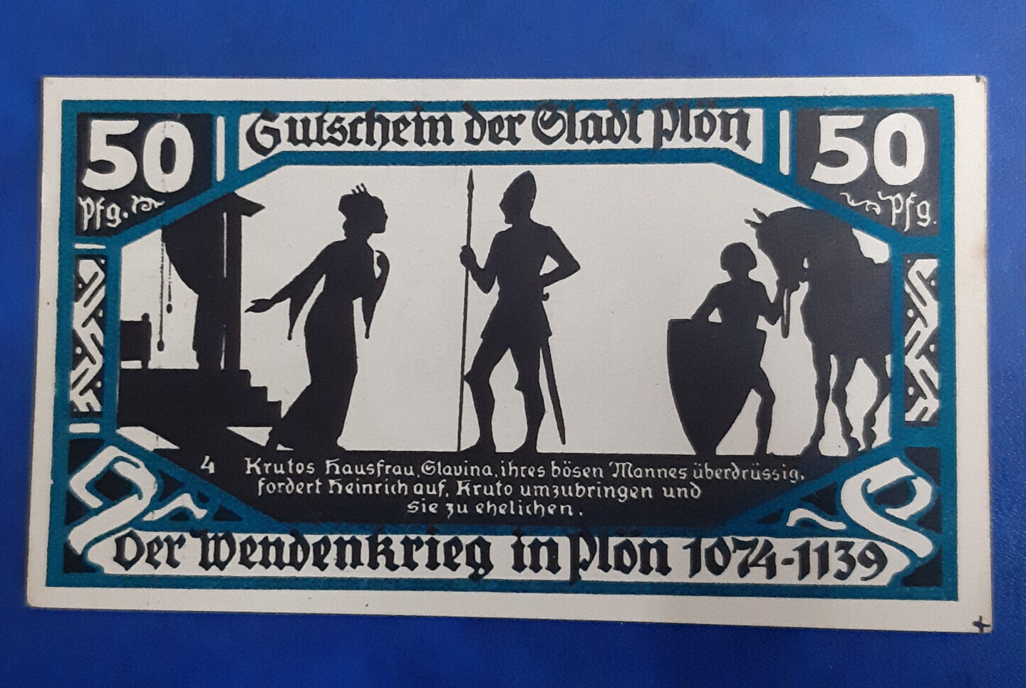 PLON NOTGELD 50 PFENNIG 1921 EMERGENCY MONEY GERMANY BANKNOTE (21523)