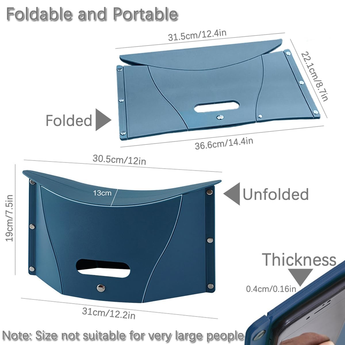 Mini Portable Folding Stool, Foldable Camping Hiking Stool, 2 in 1 Lightweigh...