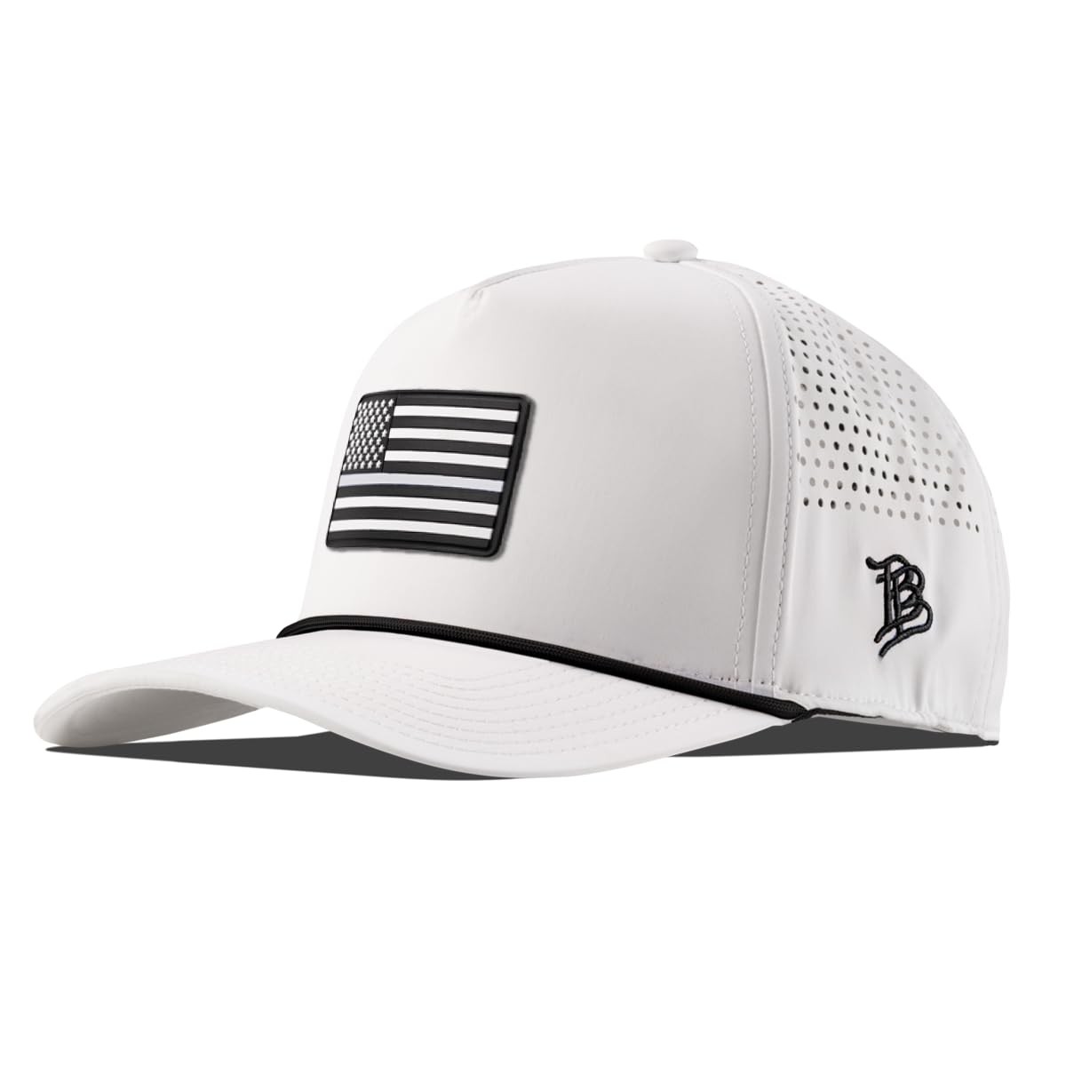 Branded Bills Vintage Old Glory PVC Curved 5 Panel One Size, White Black Rope