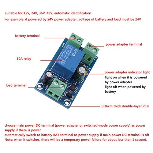 DC Power Switch Module, 12V 24V 36V 48V 10A Battery Power Source Controller
