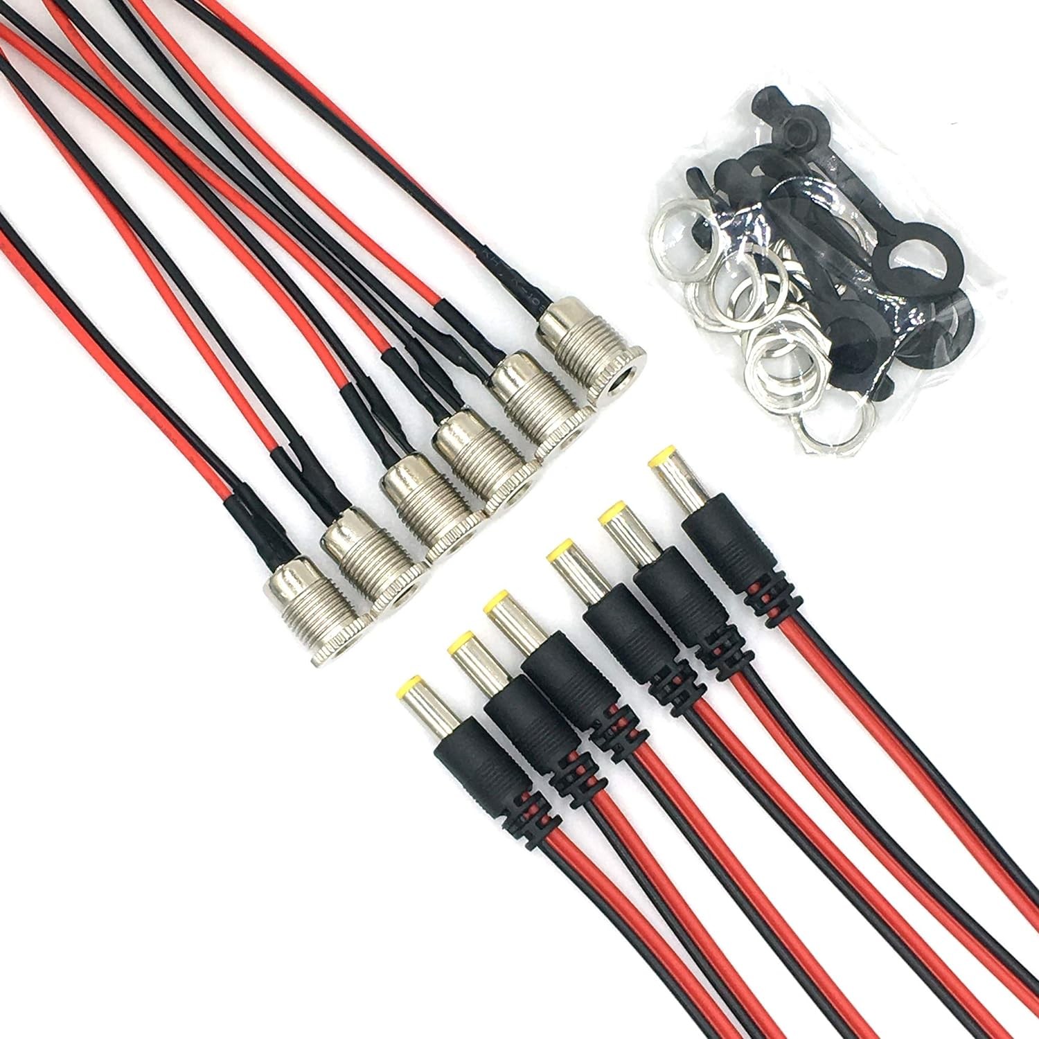 5.5 x 2.1 mm DC Power Jack Socket Threaded Female Panel Mount Connector Black