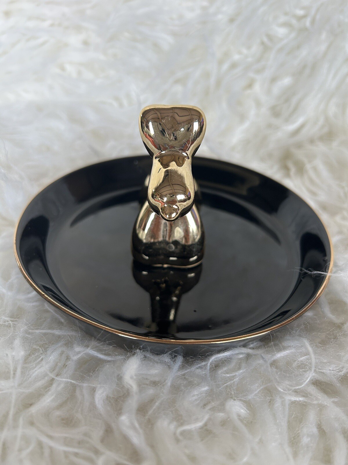 Black Gold Dog Trinket Tray