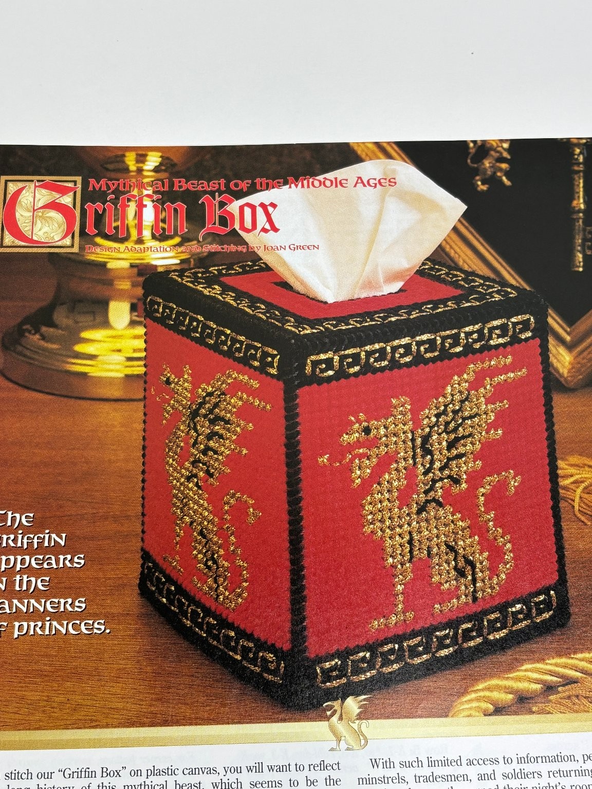 Griffin Box Plastic Canvas Pattern Pages from Magazine