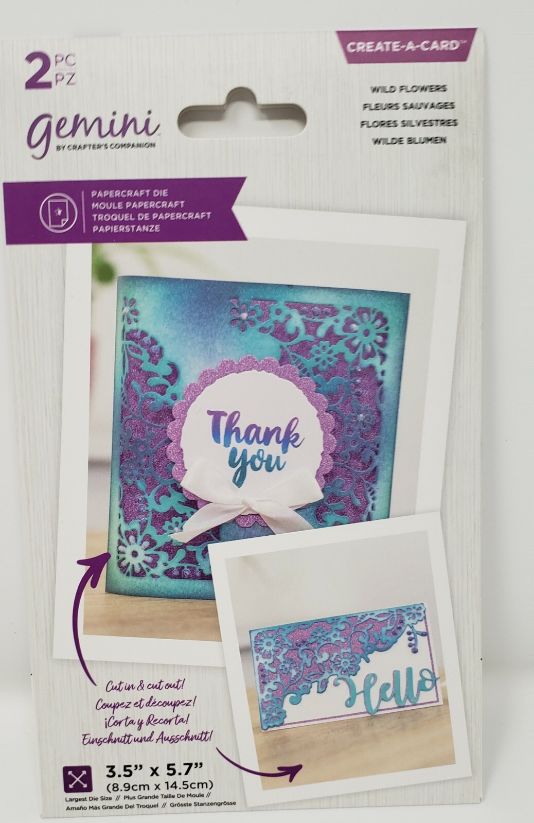 2pc Gemini WILD FLOWERS Textured Corner Create a Card Die by Crafter's Companion