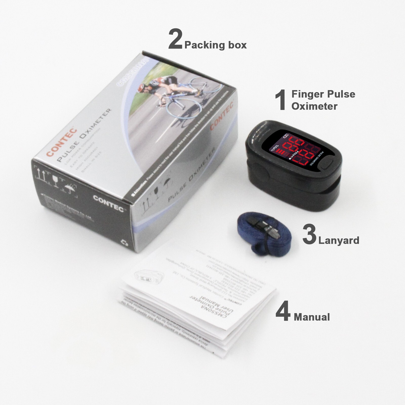 Finger Pulse Oximeter Heart Rate Blood Oxygen Saturation Monitor SpO2 PR Measure