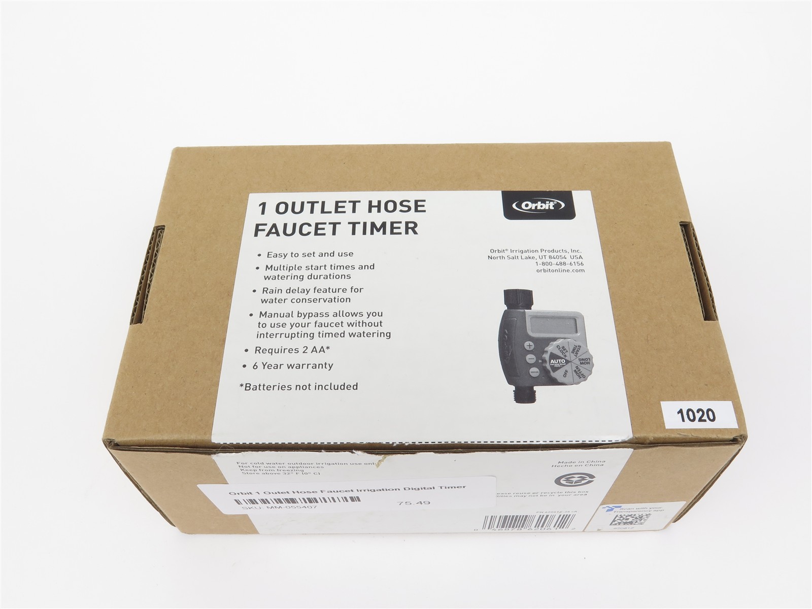 Orbit 1 Outlet Hose Faucet Irrigation Digital Timer
