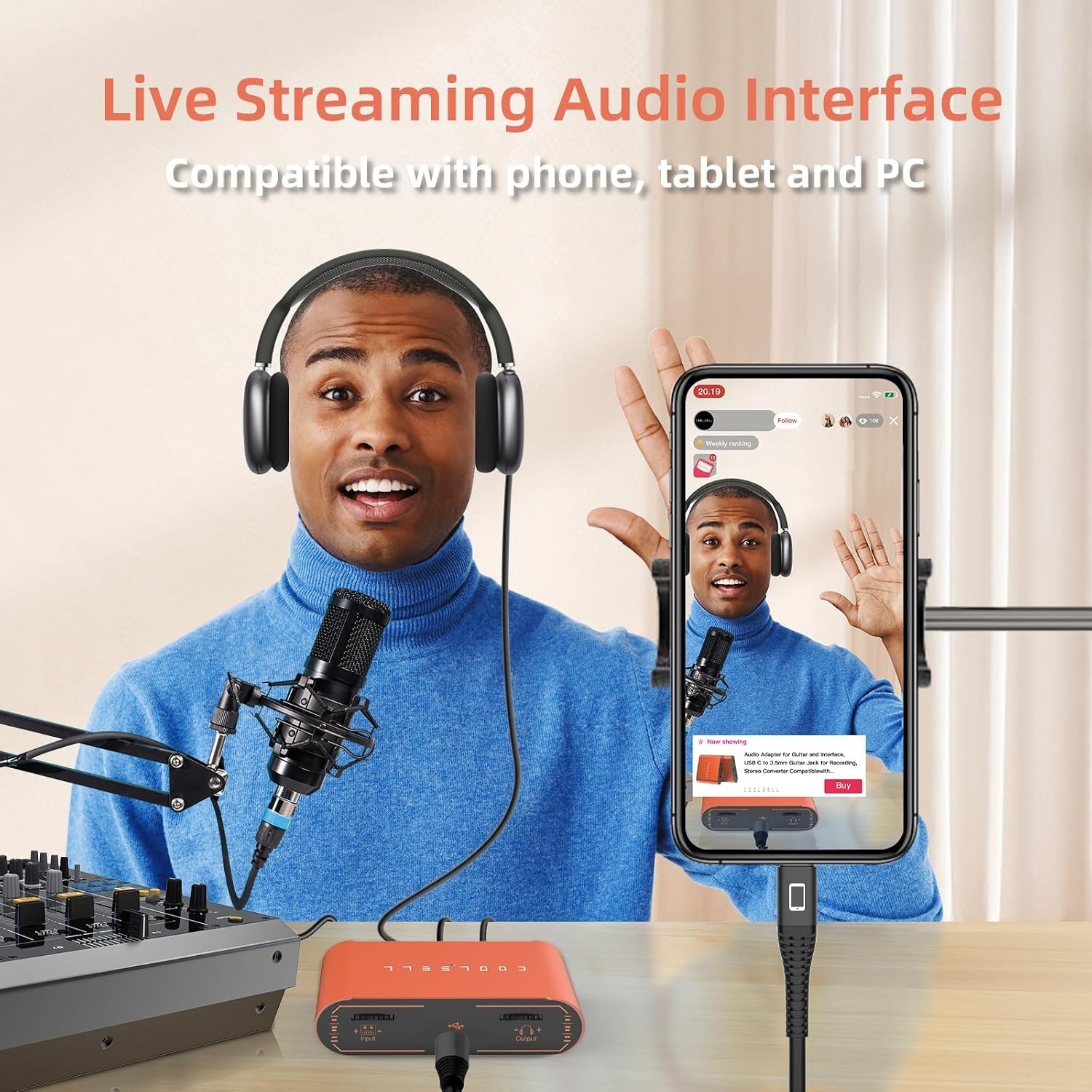 192kHz/24bit Audio Interface, Portable USB and iPhone Guitar Interfa