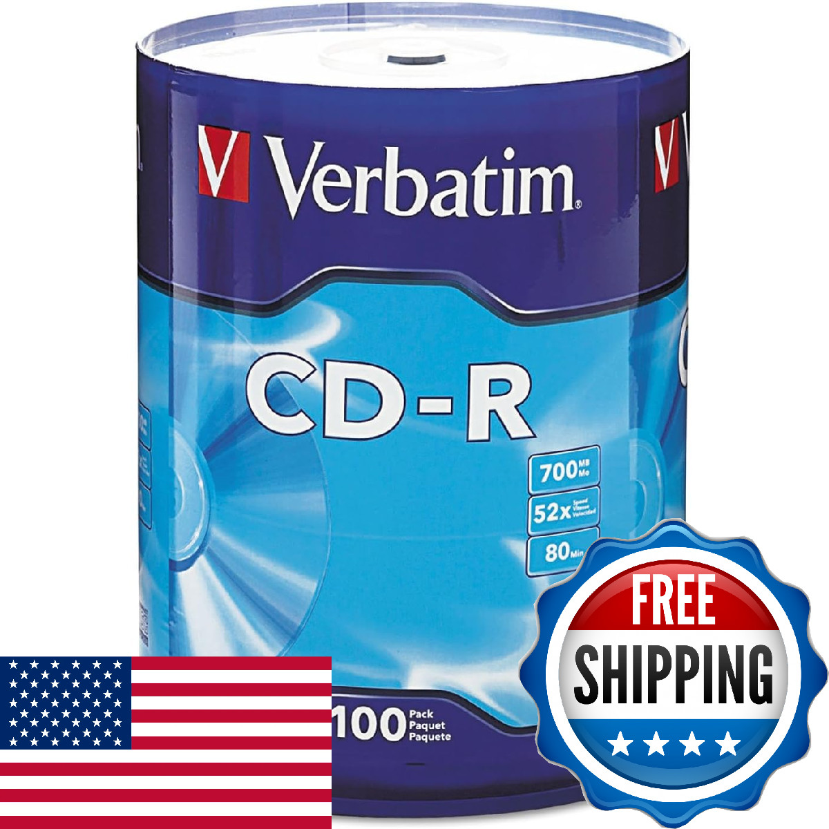 Verbatim CD-R Blank Discs 700MB 80 Minutes 52X Recordable Disc for Data and Musi