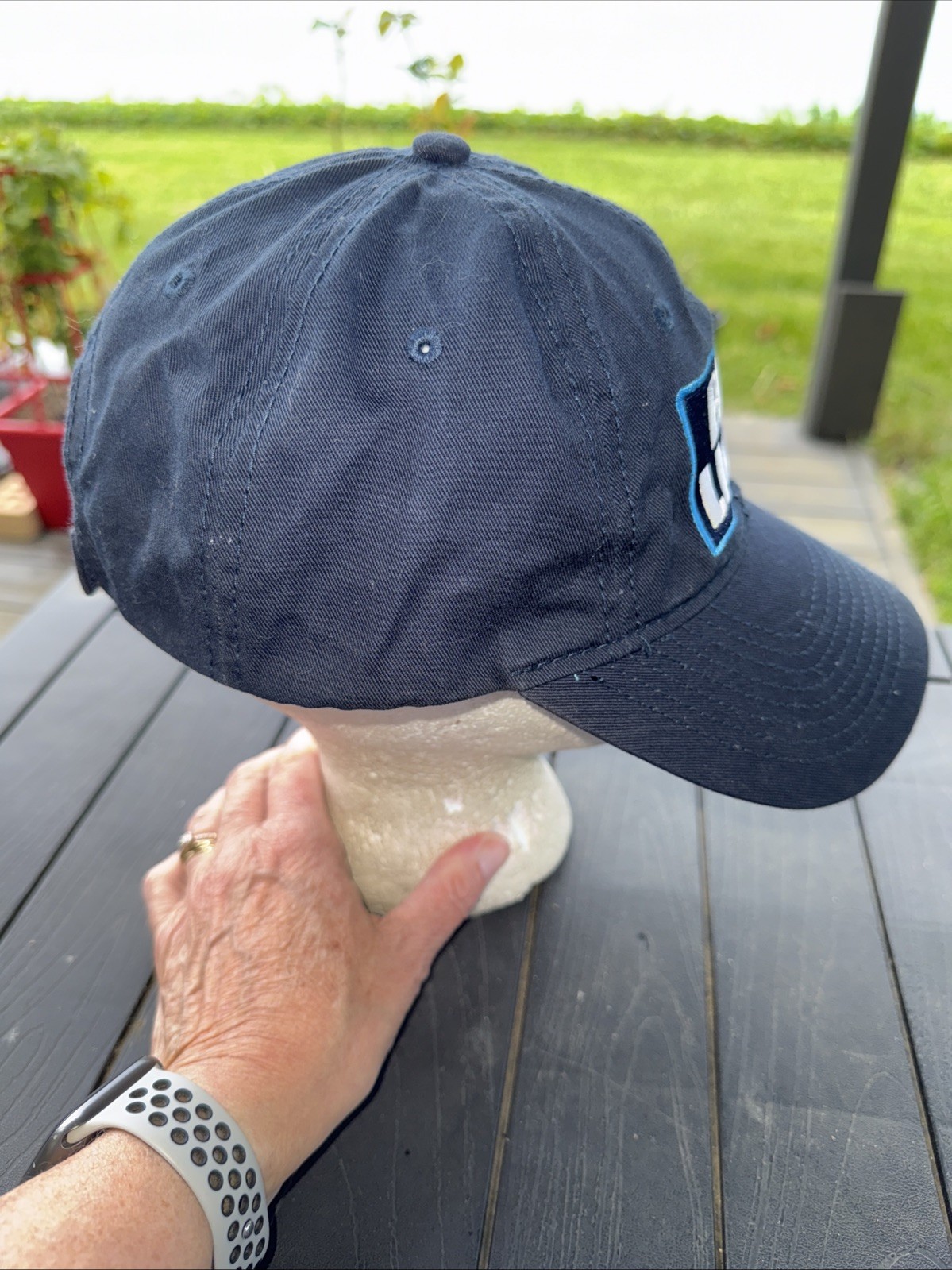 Bud Light White/ Brite Blue Outlined Patch on Navy Cotton Hat Cap Hook Loop
