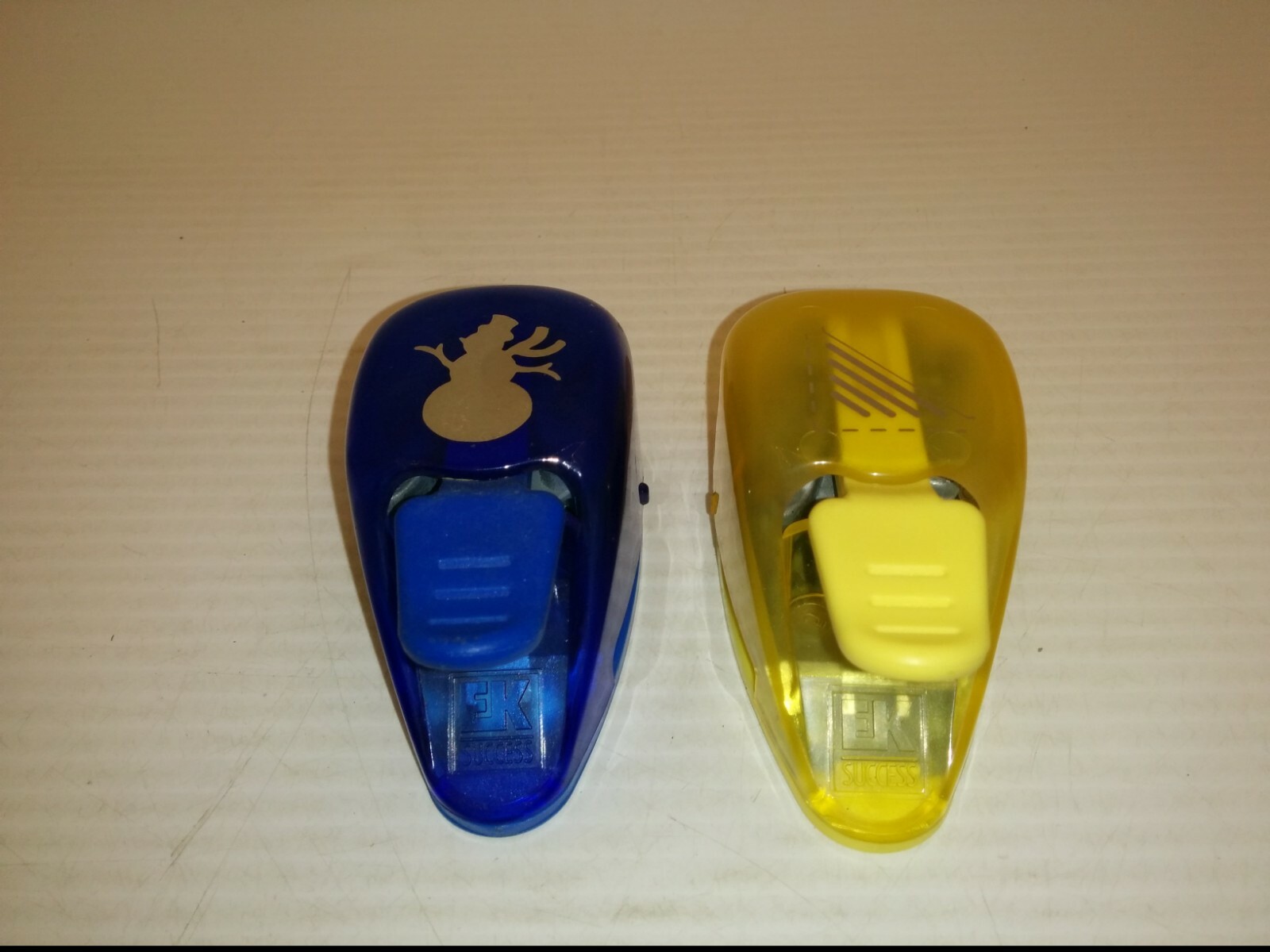 EK SUCCESS SNOWMAN AND DIAGONAL LINES PAPER PUNCHES, (LOT OF 2)