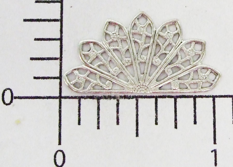 24694         3 Pc Matte Silver Oxidized 1/2 Round Filigree Jewelry Finding