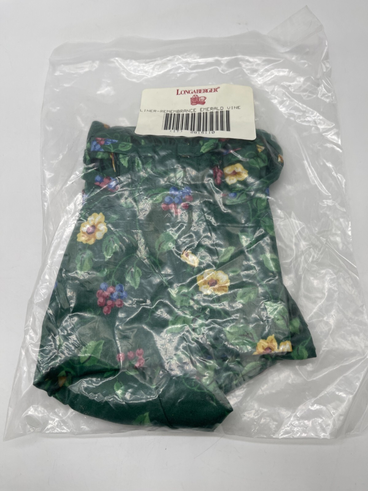 Longaberger Basket Remembrance Liner Emerald Vine 2815110 NOS