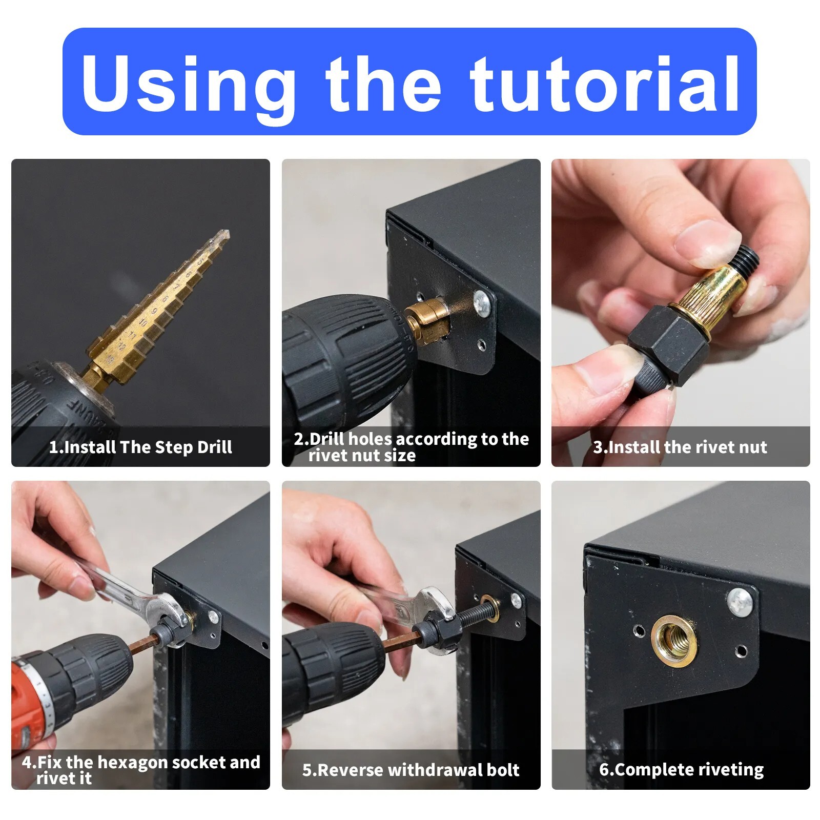 Hand Rivet Nut Gun Head Nuts Simple Installation Manual Riveter Rivnut Tool Kit