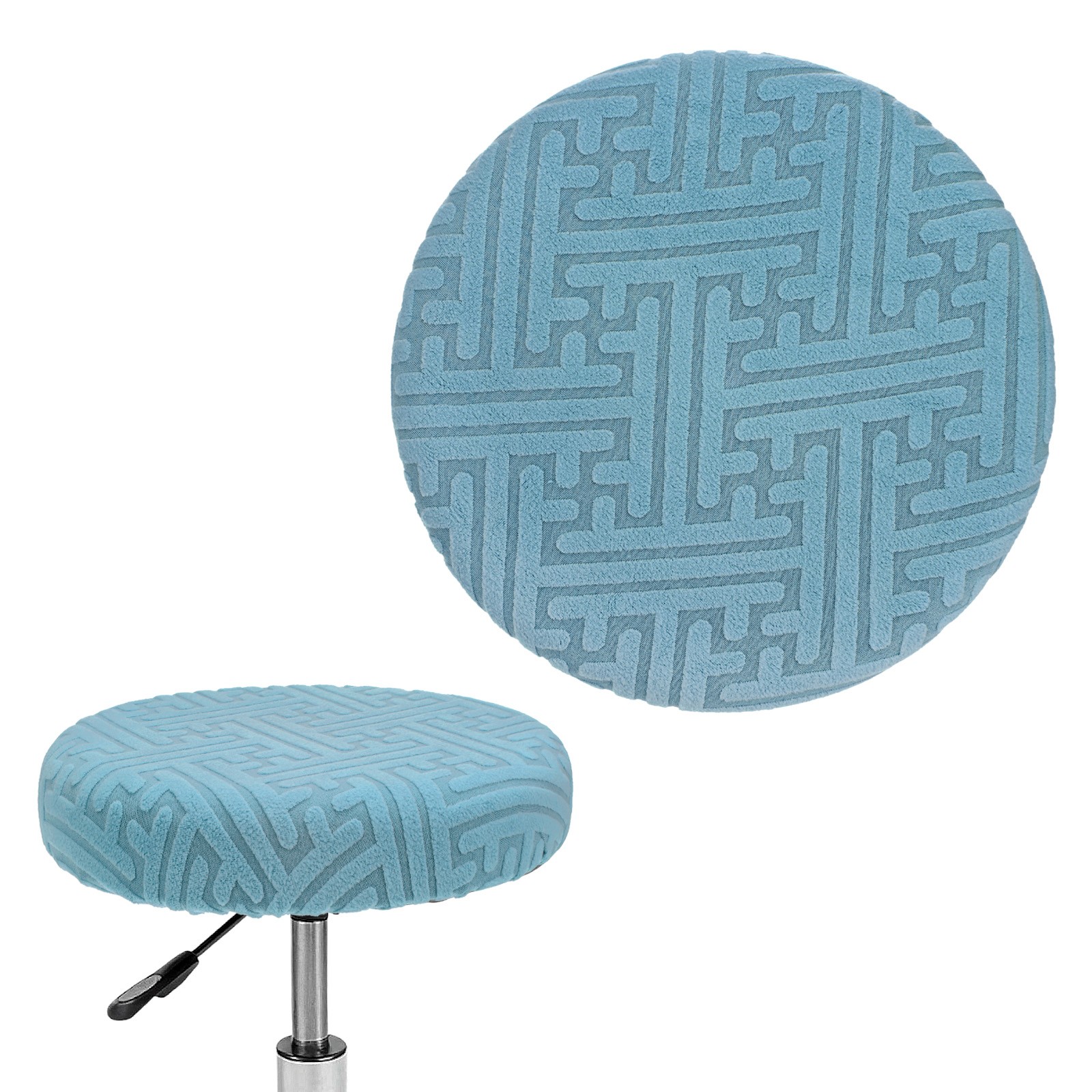 1-Pack Bar Stool Covers Round for 14-16 Inch Strip Pattern Covers [Sky Blue]
