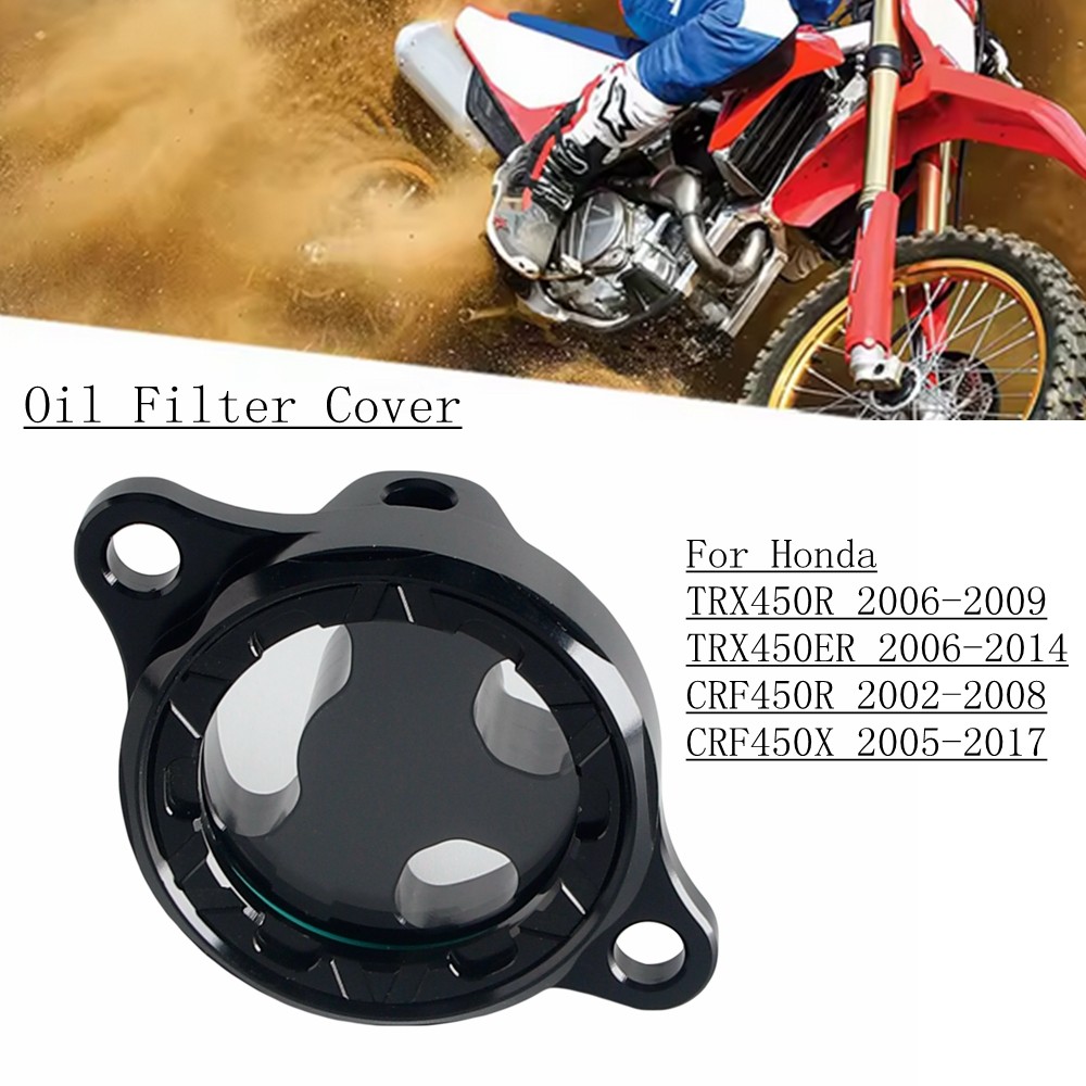 Black Engine Oil Filter Clear Cover For Honda TRX450R 06-09 TRX450ER 2006-2014