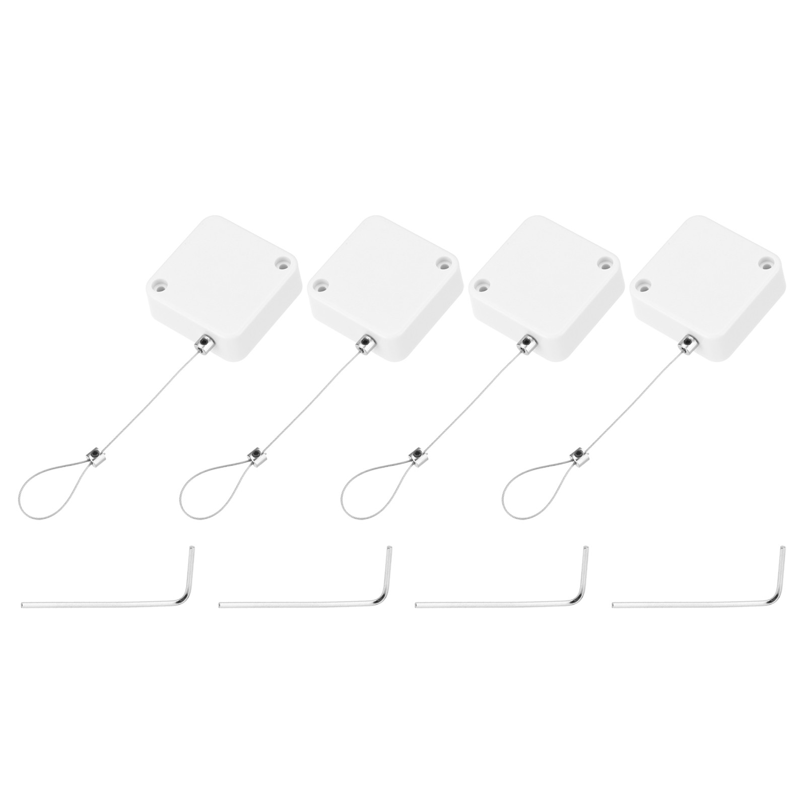 4.9 ft Retractable Cable Security Lock with Latch 600g, White, 4 Pack