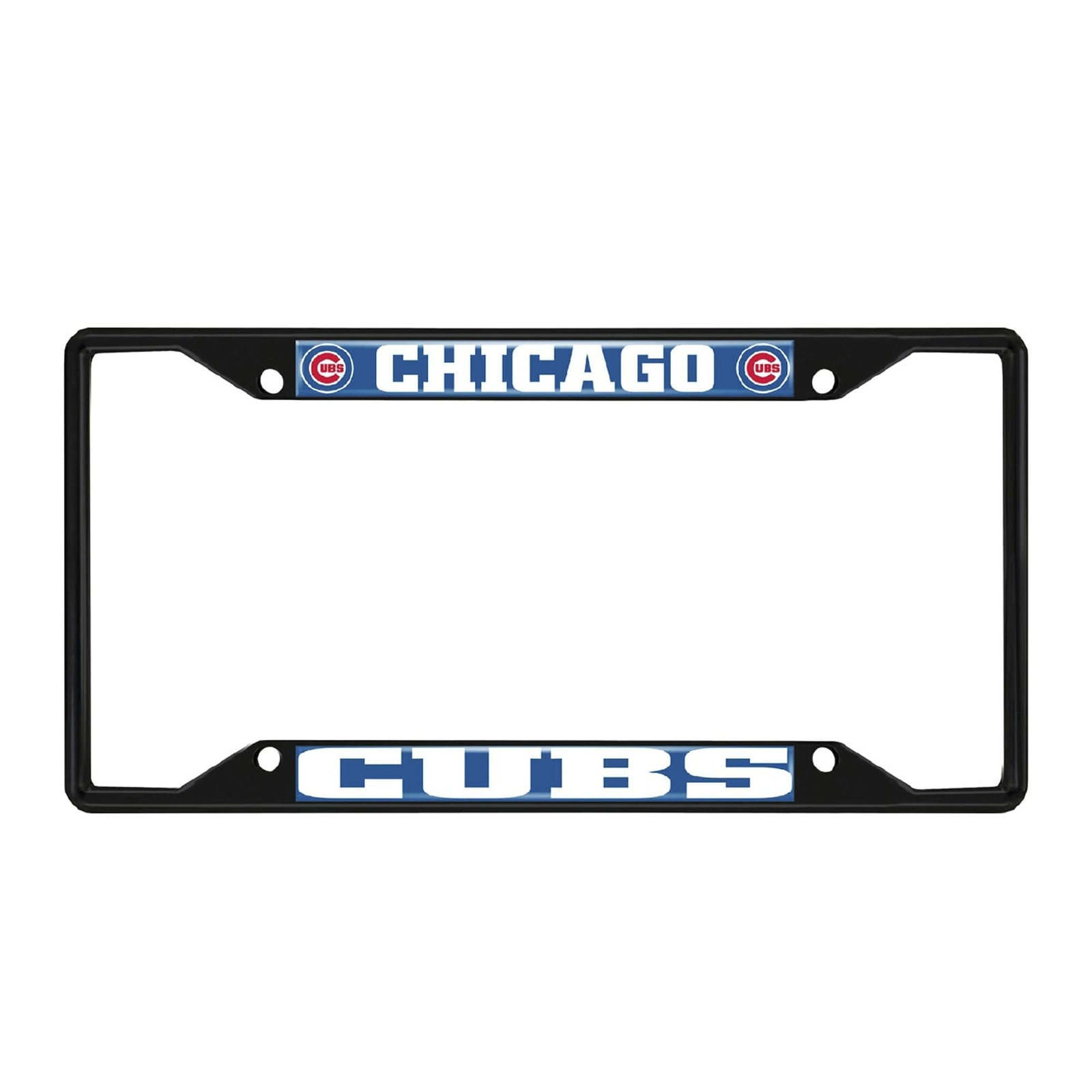 Fan Mats 31300: Chicago Cubs Metal License Plate Frame Black Finish, Blue