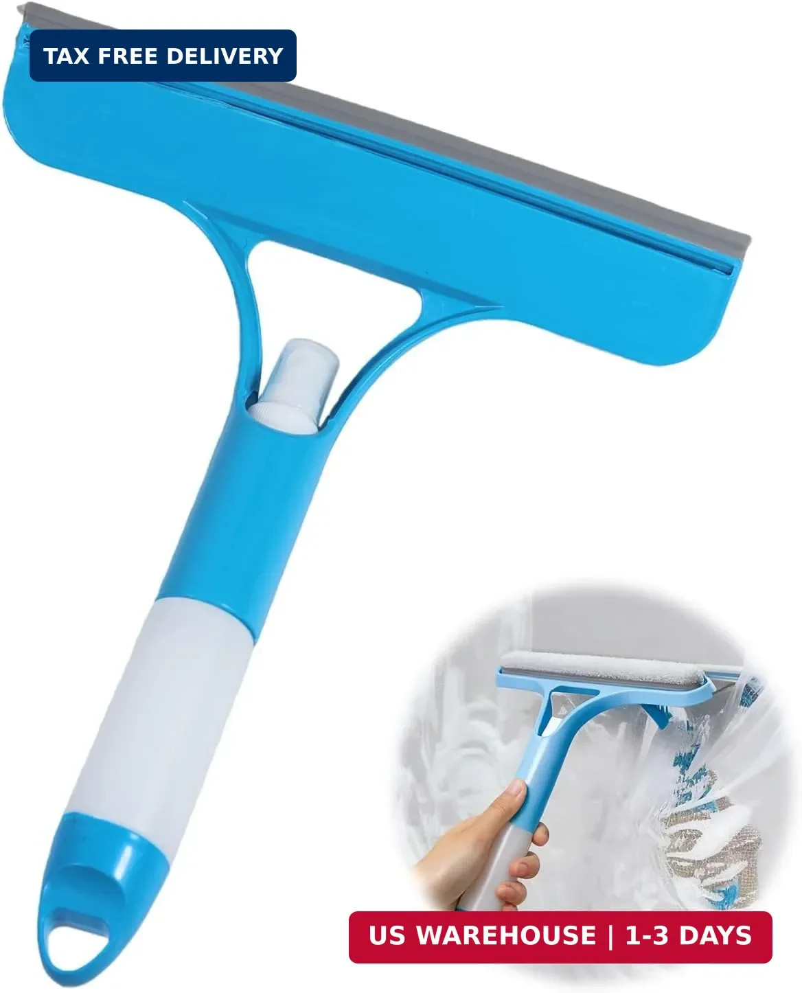 3 in 1 Window Cleaning Scraper with Sprayer, All-Purpose Squeegee for Shower Gla