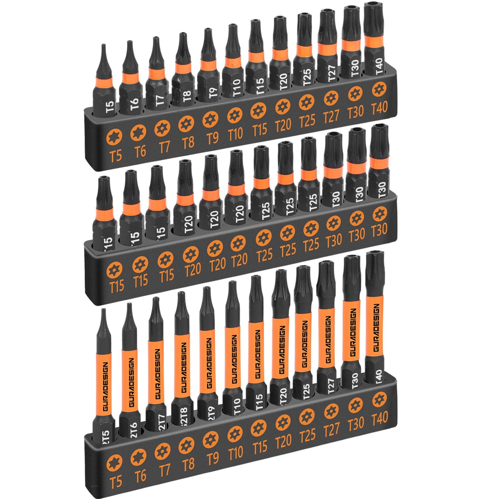 GURADESIGN 36-Piece Torx Bit Set, Tamper Resistant Star Bits One Size, Black