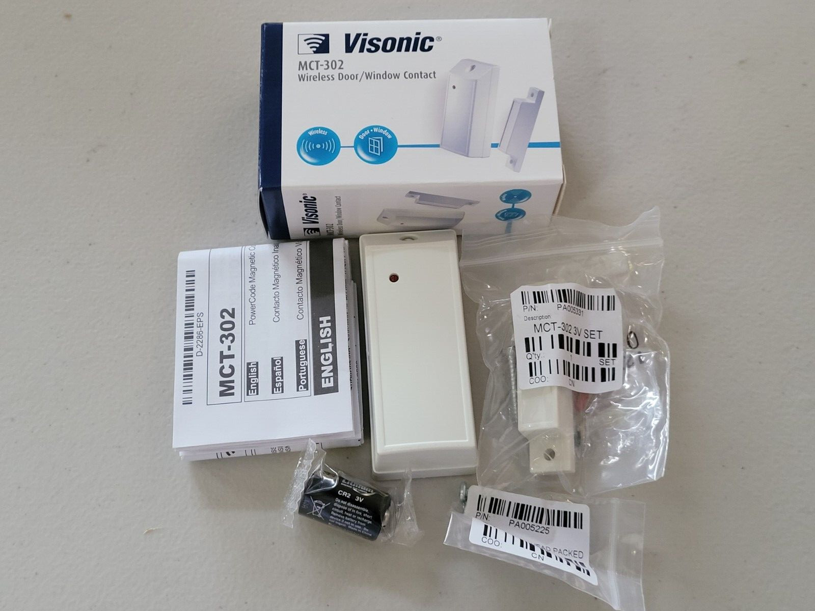 Visonic MCT-302 Wireless Magnetic Contact Transmitter with 1 INPUT, UL 315MHZ