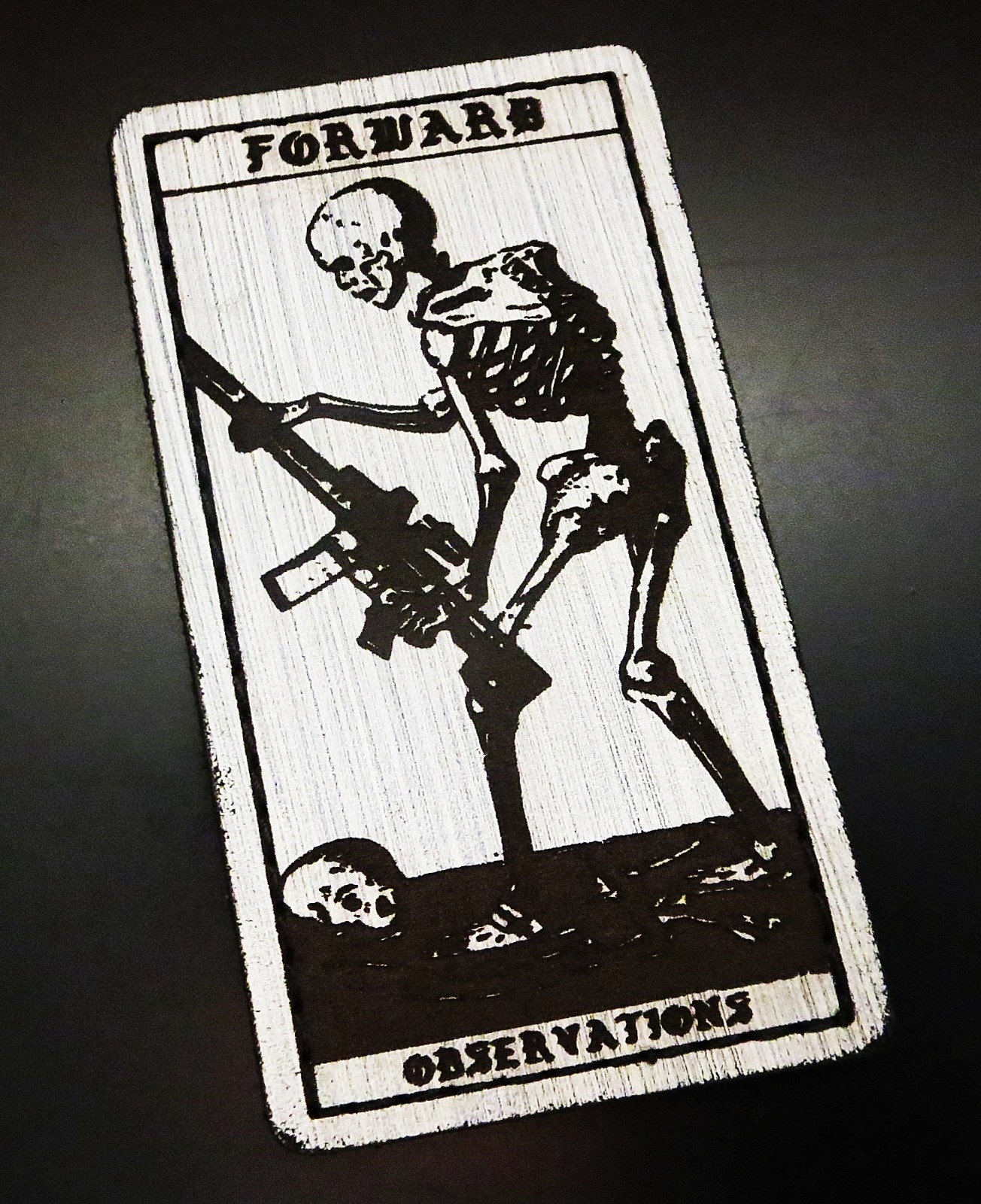 FORWARD OBSERVATIONS GROUP x BALD BROS ALPINE LEATHER DEATH CARD TAROT PATCH FOG
