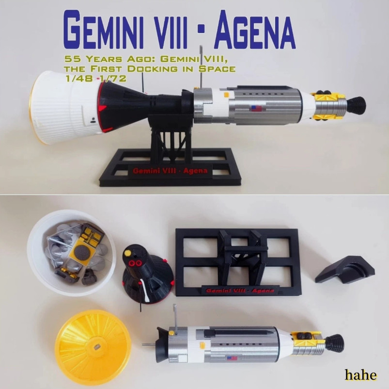 1/72/48 Gemini Spacecraft - Agena Finished Static Model 3D Printed New
