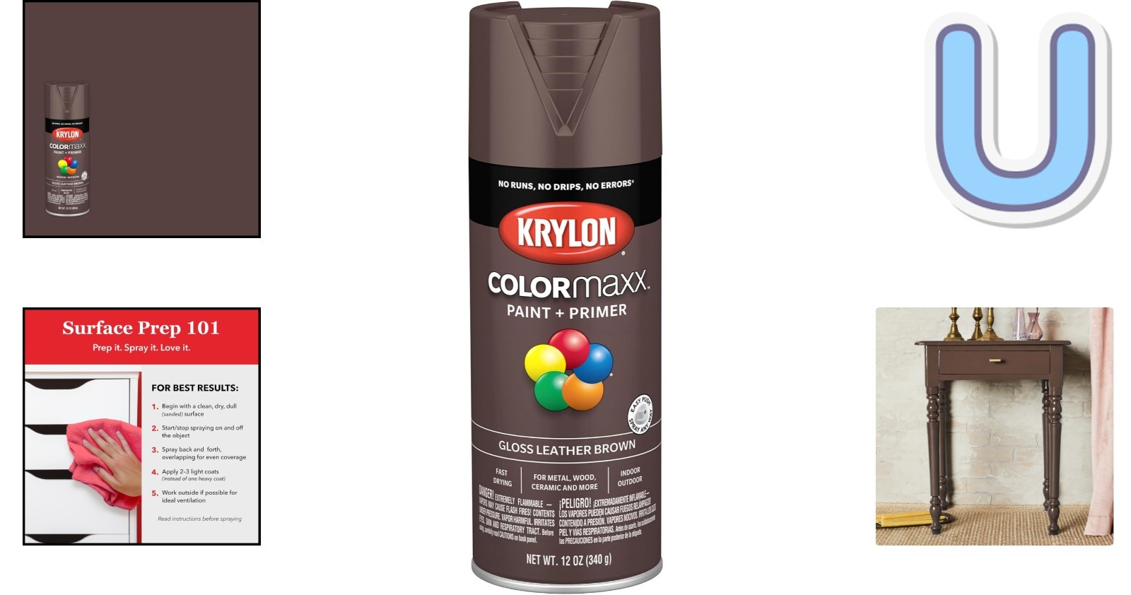 Gloss Leather Brown Spray Paint, 12 oz. - Quick Drying and Durable
