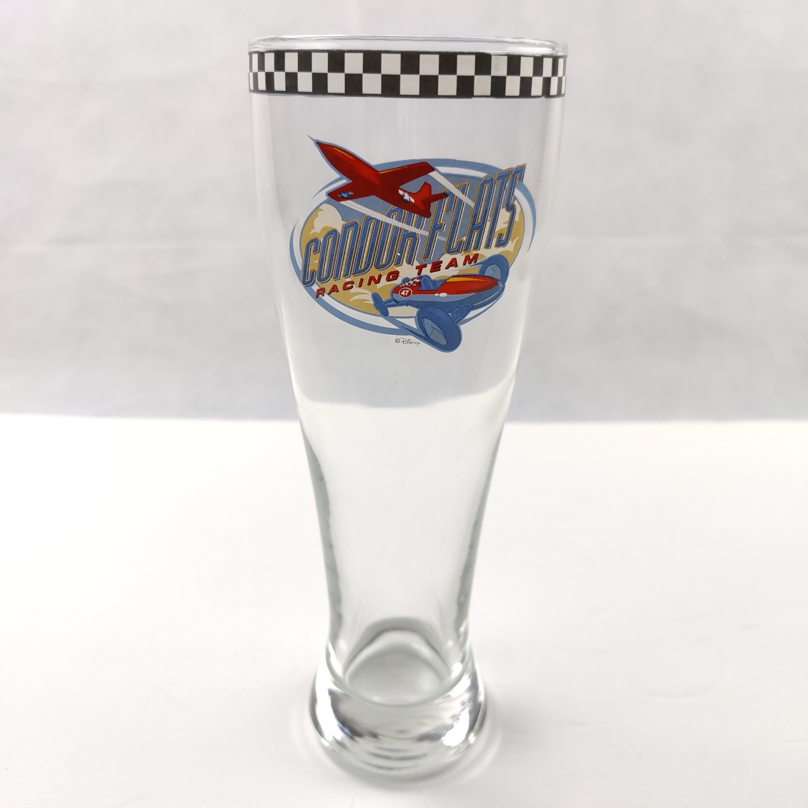 Vintage Tall Pilsner Glass Disney Condor Flats Racing Team California Adventure