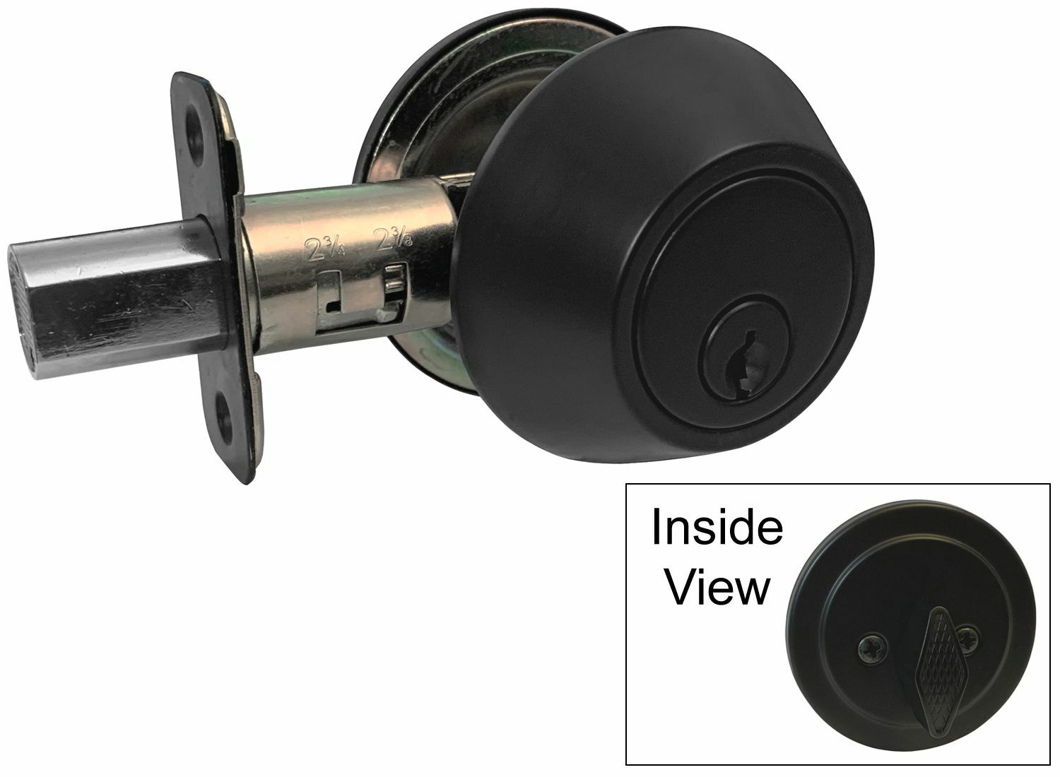 5 Entry Entrance w Deadbolt Black Door Lock Locks Knob round knobs Same Keyed