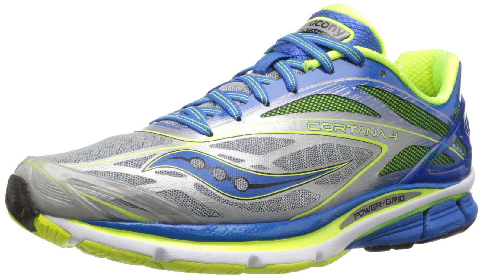 Saucony Men's Cortana 4 Running Shoe,Silver/Blue/Citron,11.5 M US