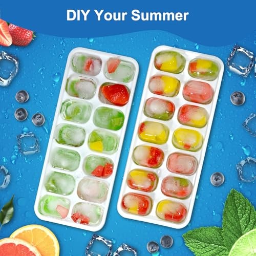 70 Cube Silicone Ice Cube Trays for Freezer with Lids, Easy-Release 5 Pack