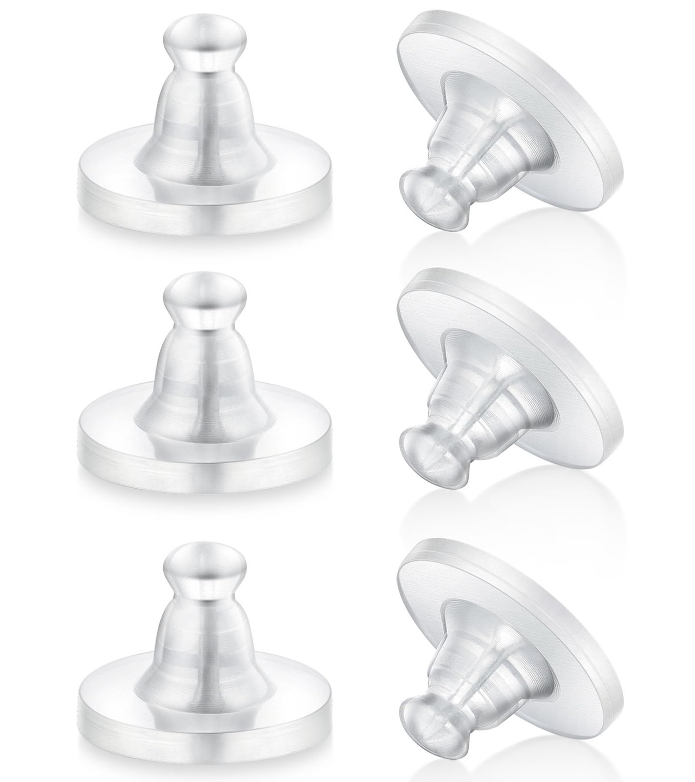 100 Pcs Clear Silicone Earring Backs for Studs, Plastic Rubber Pierced Ear Stops