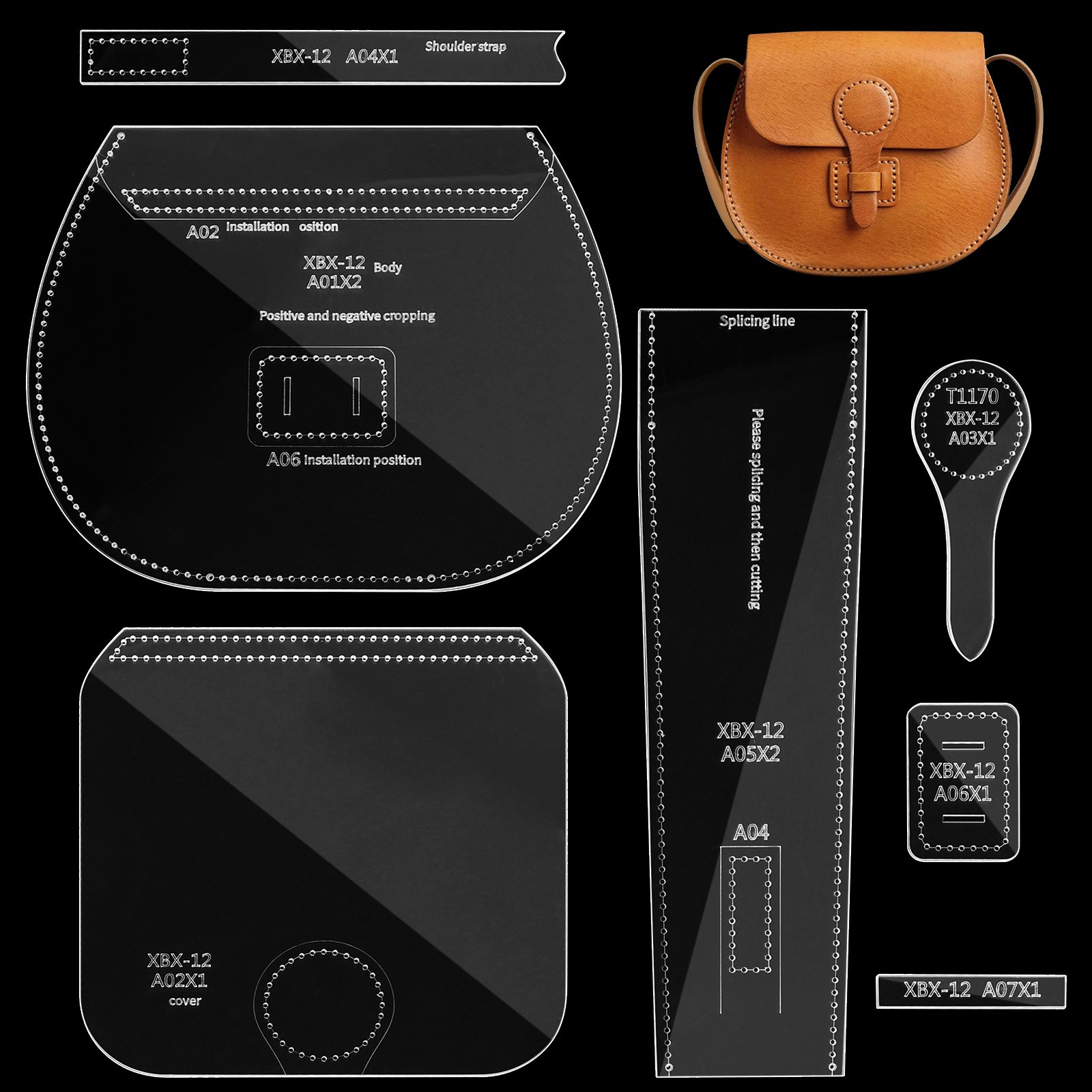 Handmade Gift for Couples Vintage Shoulder Bag Acrylic Leather Pattern Template