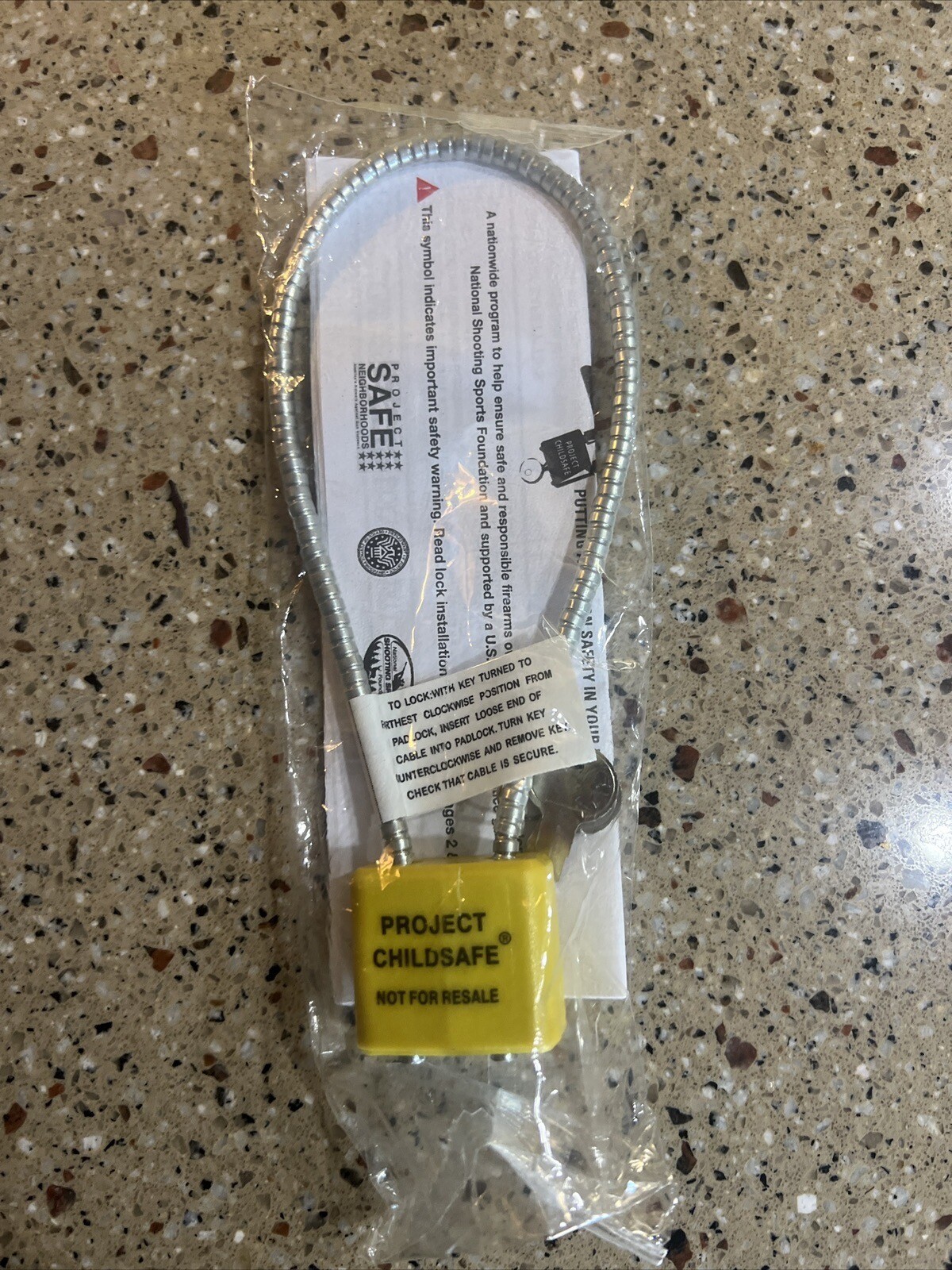 PROJECT CHILDSAFE Firearms-Guns-Weapons Cable Safety Lock Padlock New in package