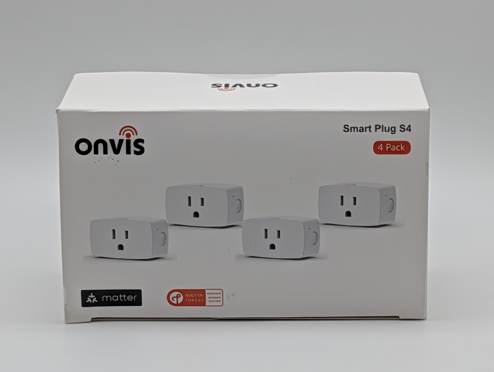Onvis S4 Matter Over Thread Smart Plug Mini Outlet 15A 1800W 4-Pack