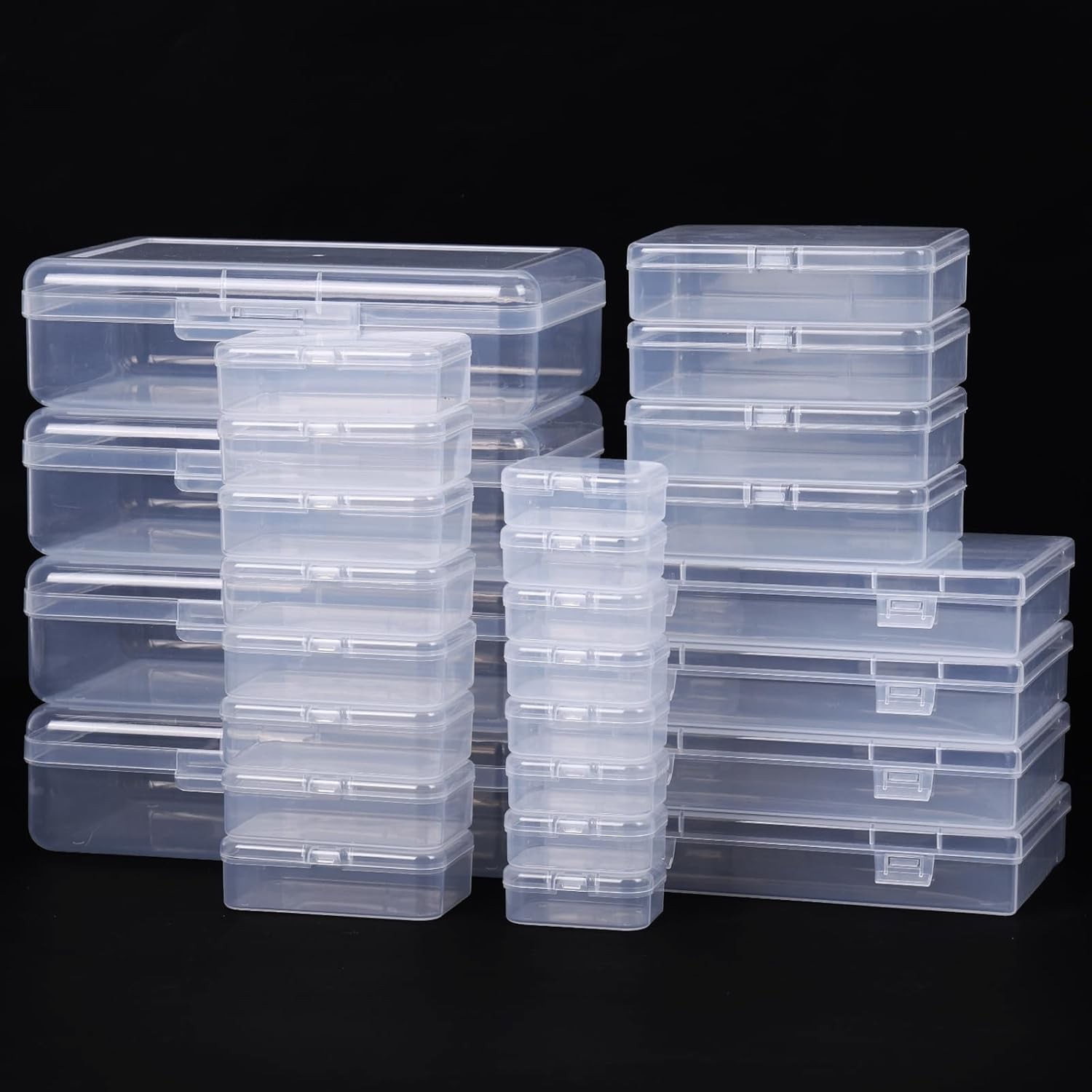 2/4/10 Clear Plastic Storage Container Box Hinged Lid DIY Arts Crafts Marker Pen