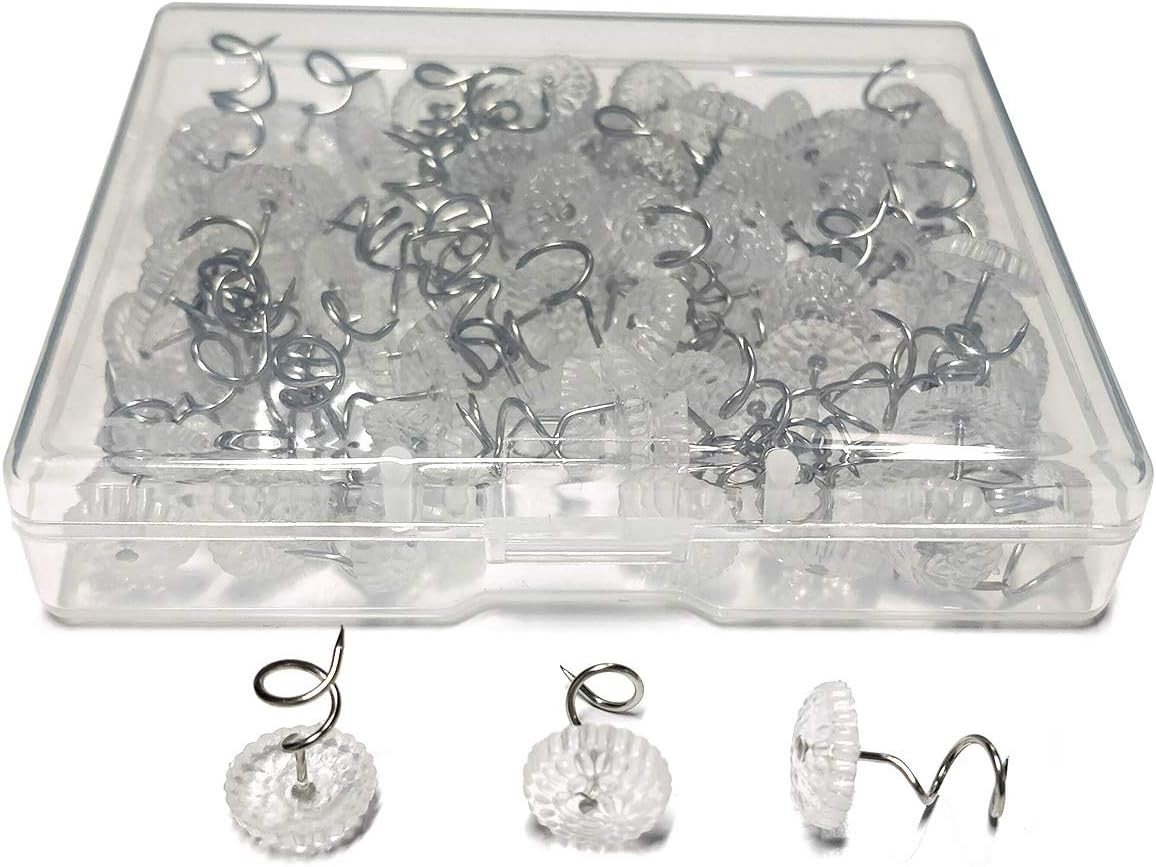 100 Pcs Bedskirt Pins, Twist Pins with Clear Heads, Bed Skirt Pin for Hold Slipc
