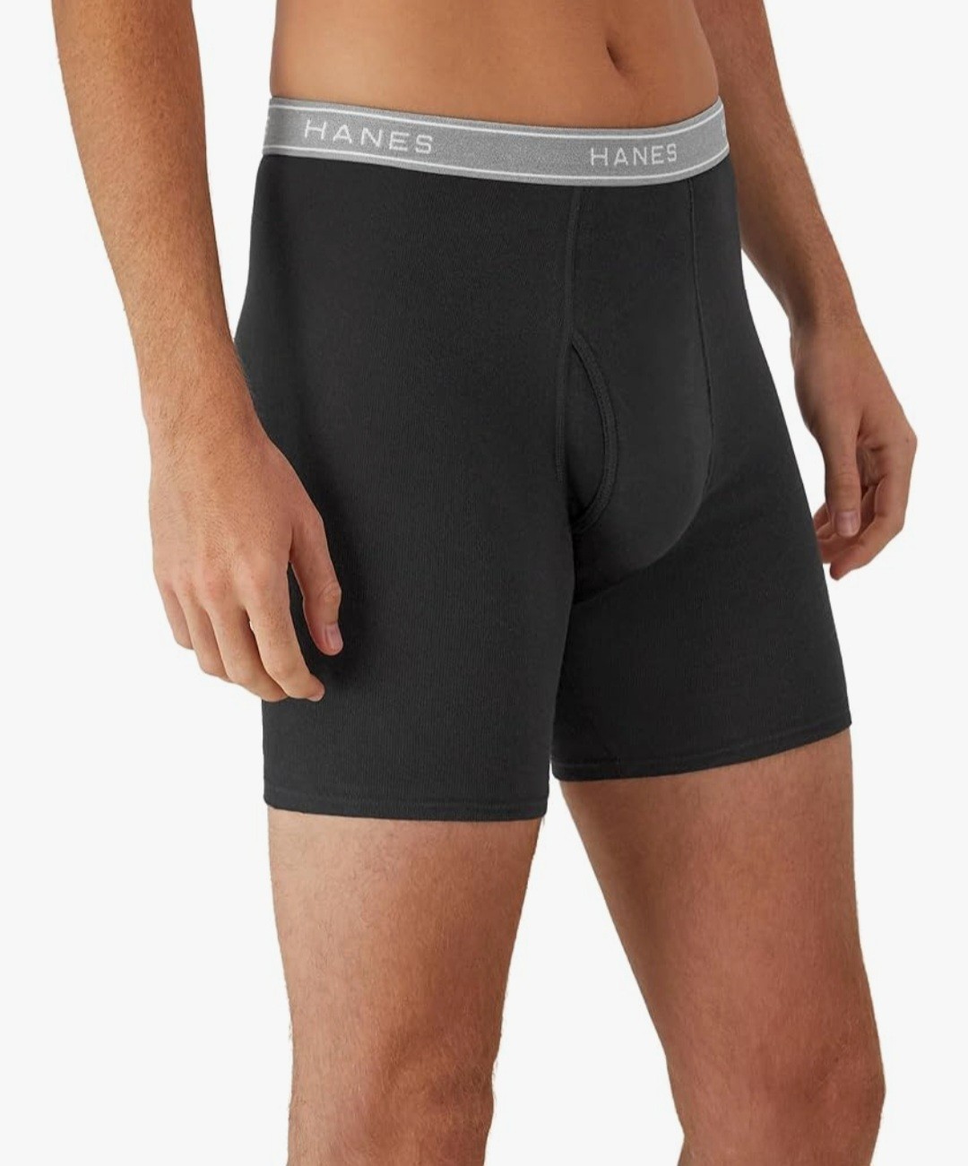 Hanes Mens 6 Pack Boxer Briefs Cotton Wicking Cool Comfort Black/Gray,2XL